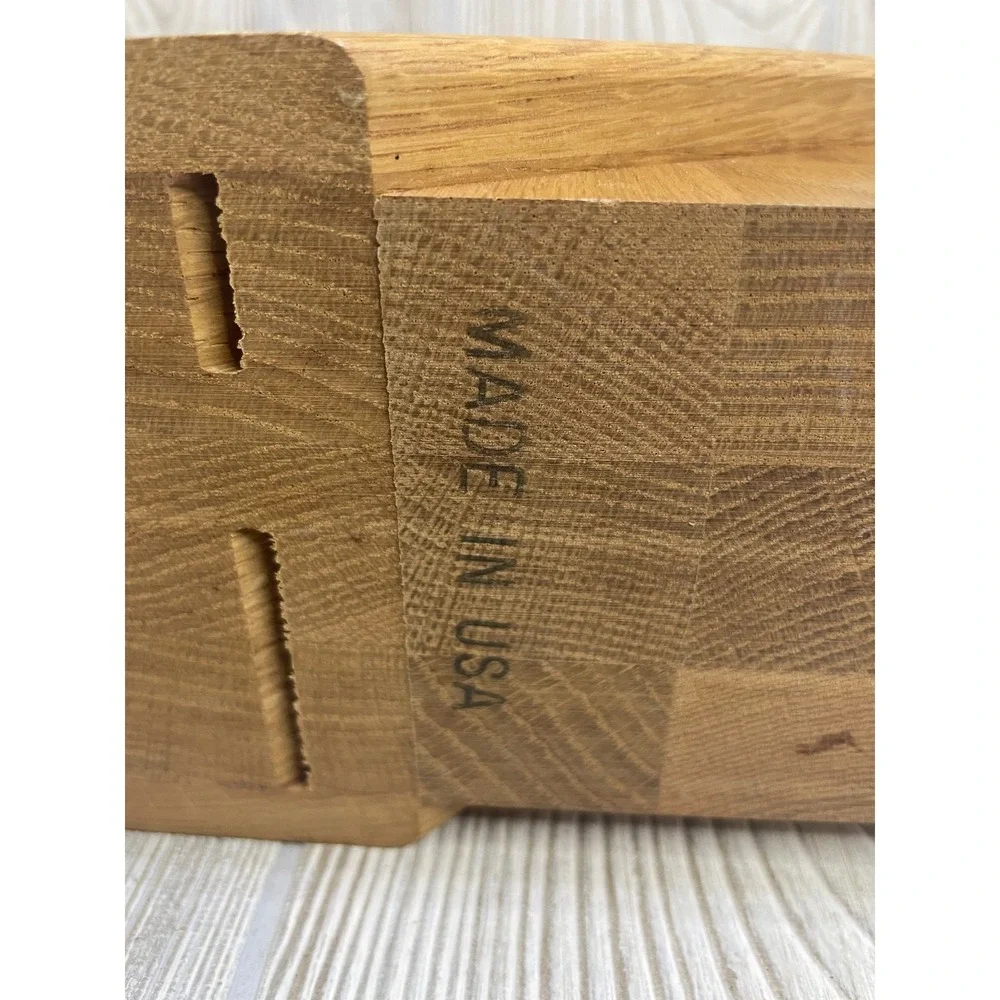Cutco 5 Slot Oak Wood Knife Block Countertop Storage Made in USA Honey Finish
